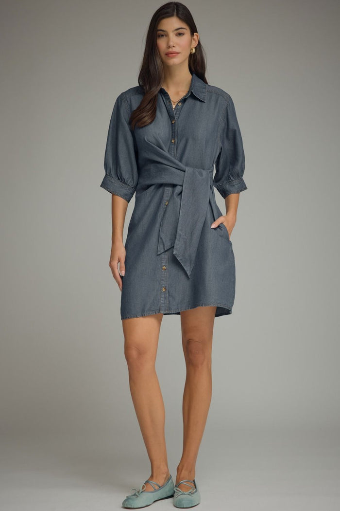 Dark Denim Side Tie Dress