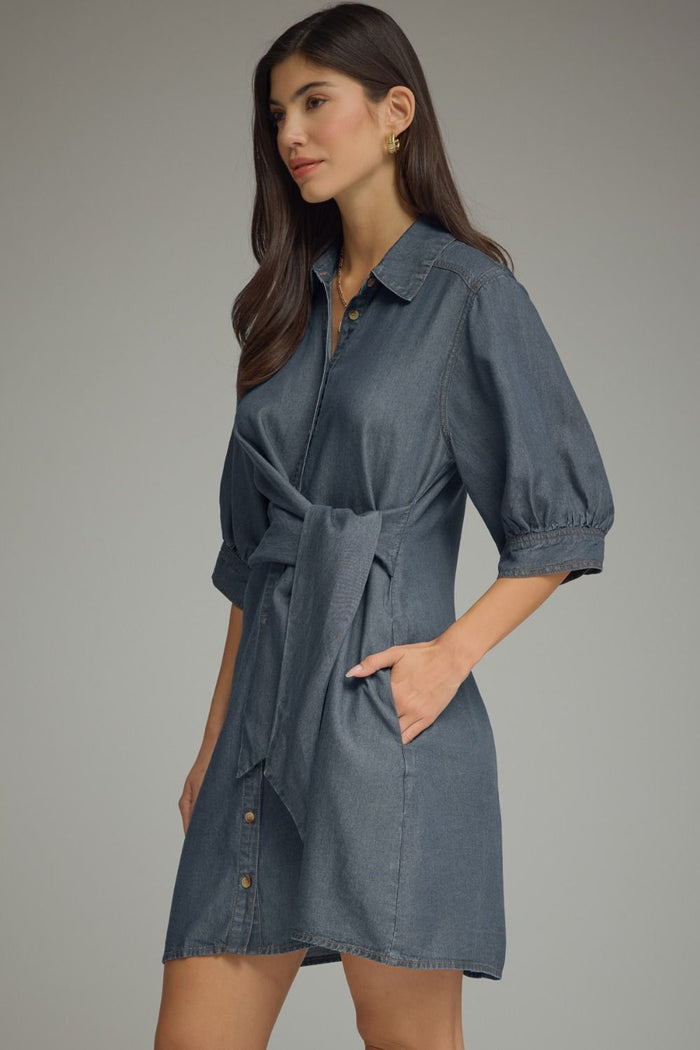 Dark Denim Side Tie Dress