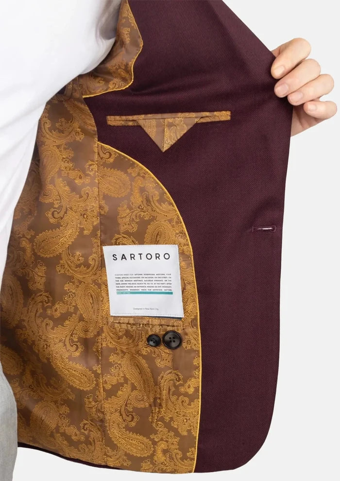 Deep Burgundy Birdseye Jacket - SARTORO