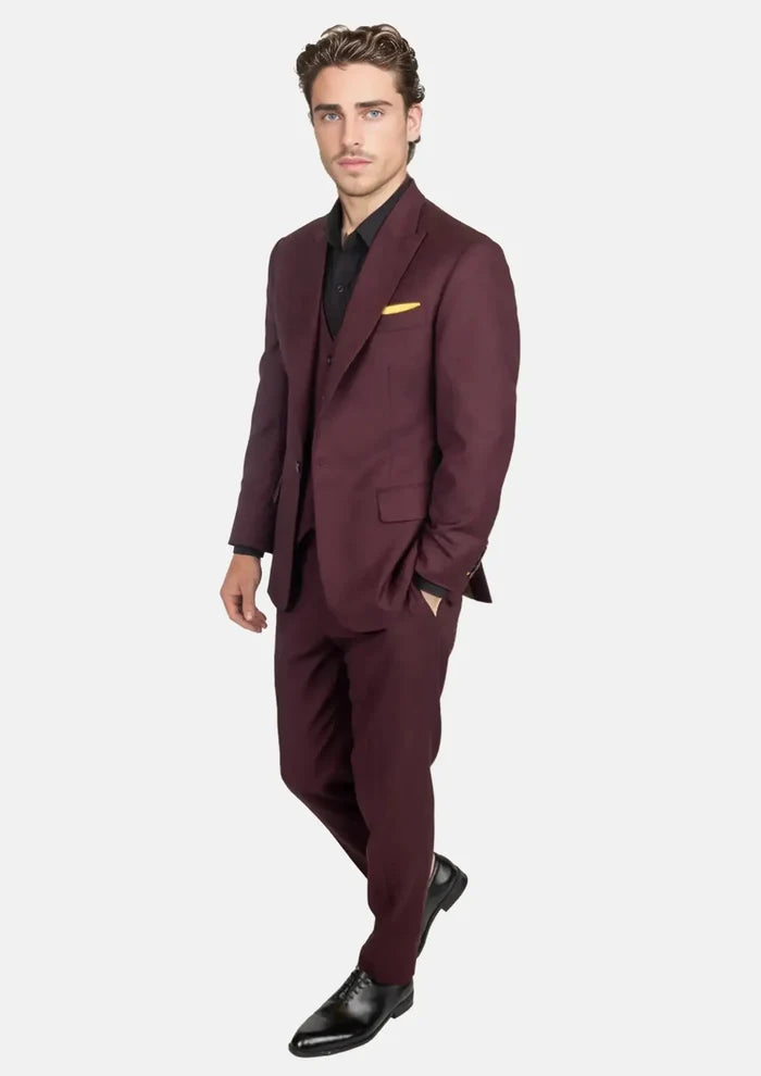 Deep Burgundy Birdseye Suit - SARTORO
