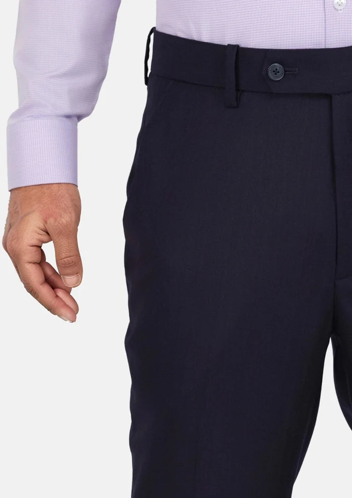 Deep Navy Herringbone Pants - SARTORO