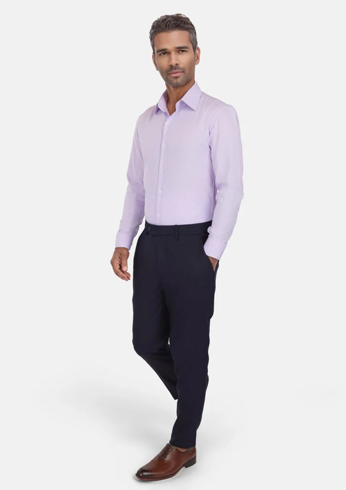 Deep Navy Herringbone Pants - SARTORO