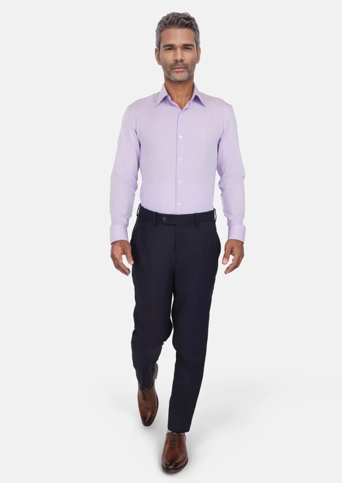Deep Navy Herringbone Pants - SARTORO