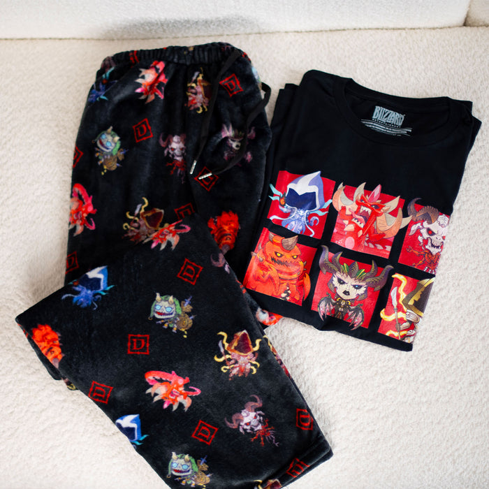 Diablo Cute But Deadly Fleece Pajama Pants - Stylized View