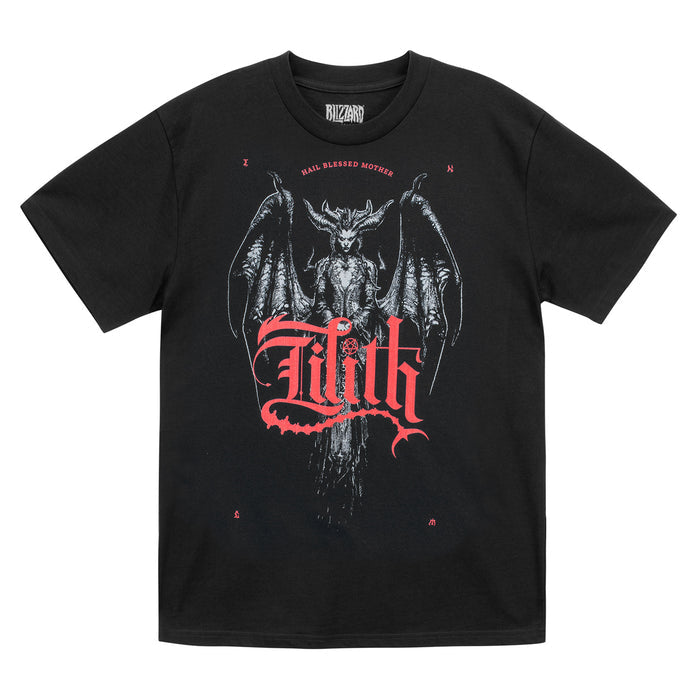 Diablo Lilith Blessed Mother Black T-Shirt - Front View Black Version