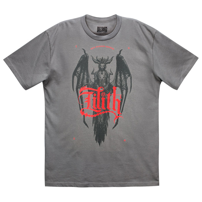 Diablo Lilith Blessed Mother Black T-Shirt - Front View Grey Version