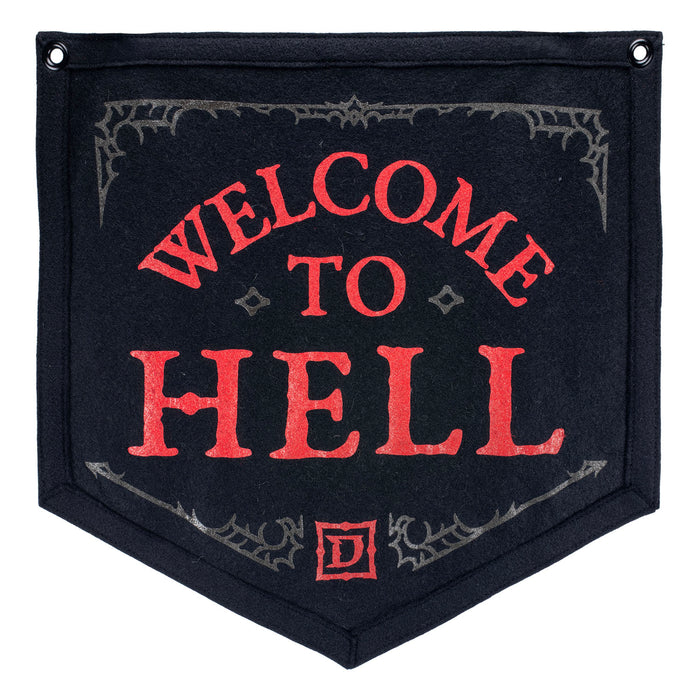 Diablo Welcome to Hell Camp Flag - Front View