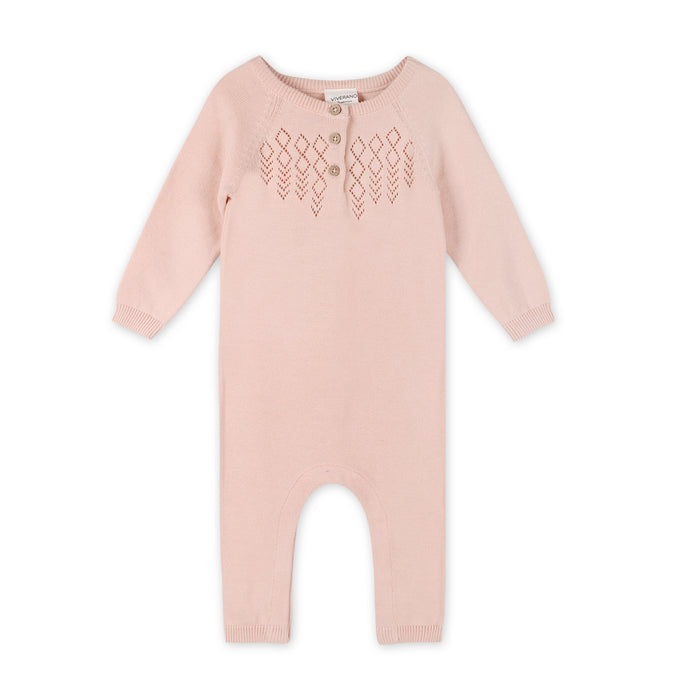 Diamond Pointelle Knit Baby Jumpsuit (Organic Cotton)