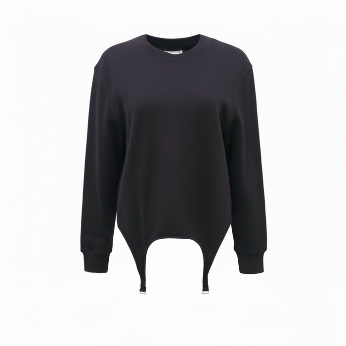 DION LEE BLACK GARTER SWEATER - SIZE L