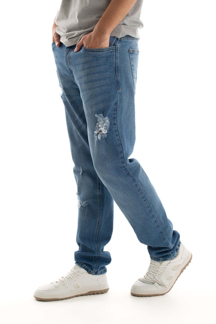 Distressed Slim Denim Jeans