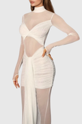 Duban Draped Waist Mesh Maxi Dress