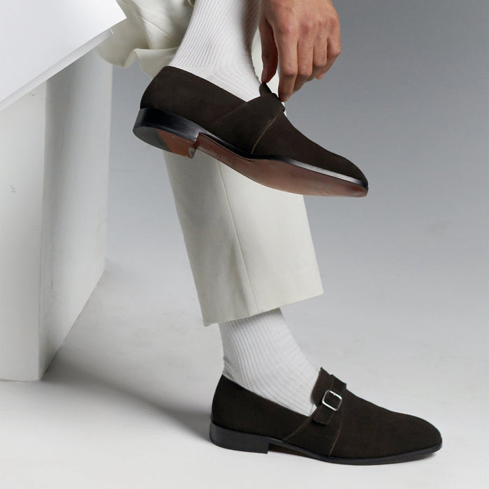 Dunhill Single Monk // Tobacco Velvet Brown Suede - SARTORO