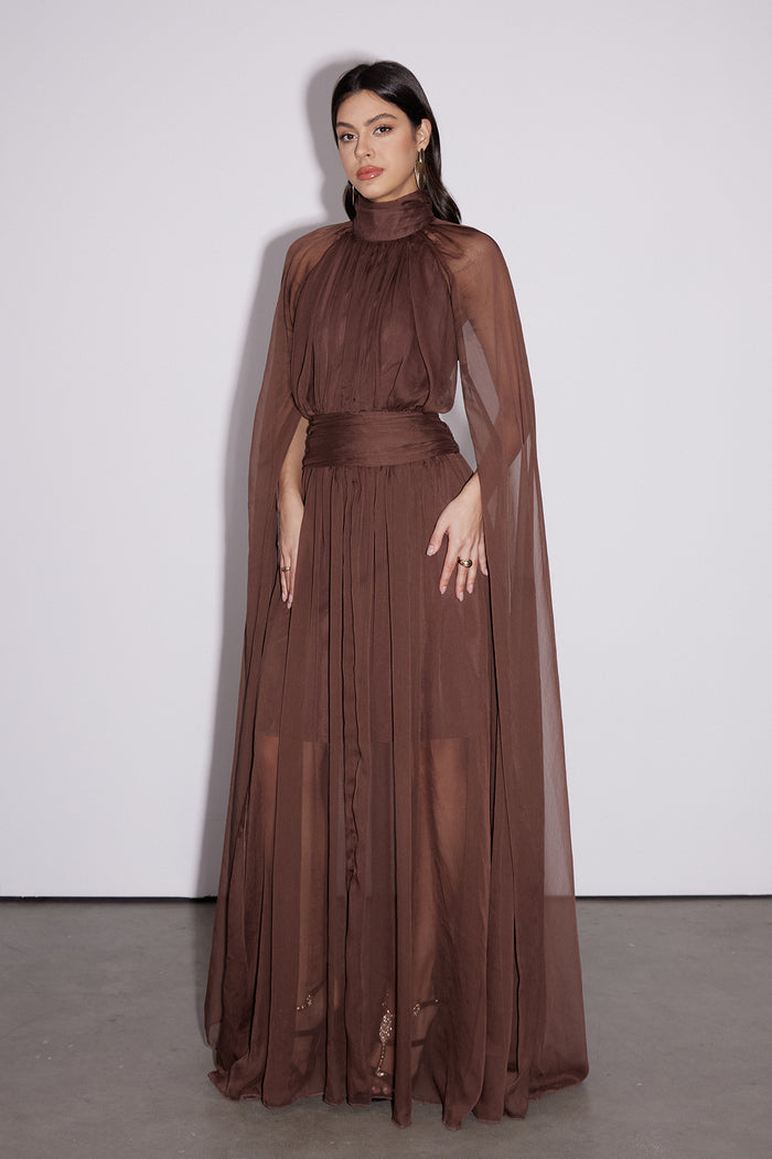 Dylan Backless Ruch Mesh Maxi Dress