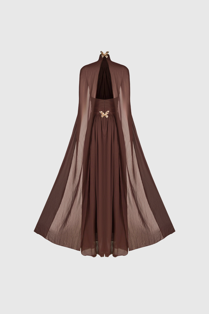 Dylan Backless Ruch Mesh Maxi Dress