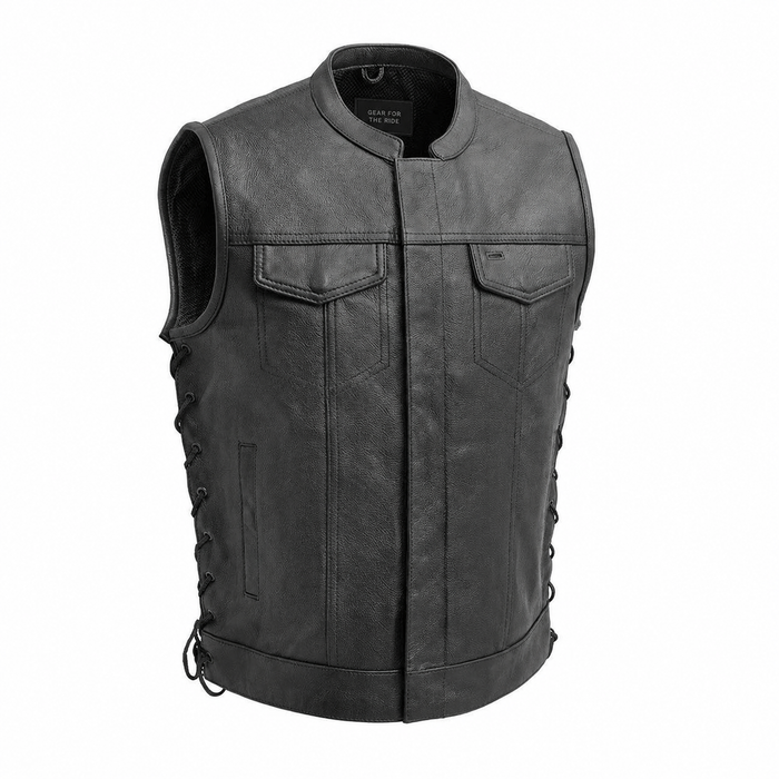 Eagle Leather Sniper concealed carry leather club vest front view