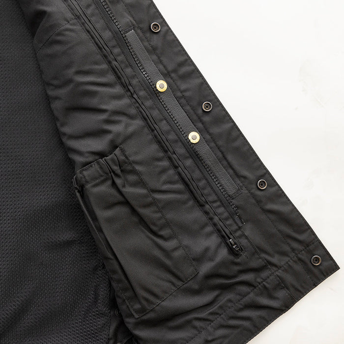 Sniper leather vest interior concealed-carry pocket detail