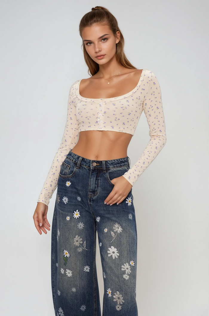Eiluned Floral Crop Top