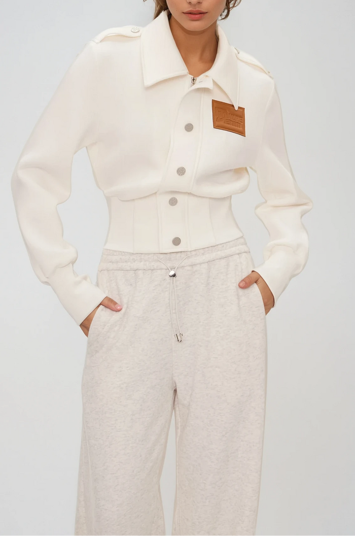 Eimear Lapel Crop Jacket In White