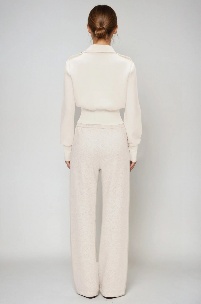 Eimear Lapel Crop Jacket In White