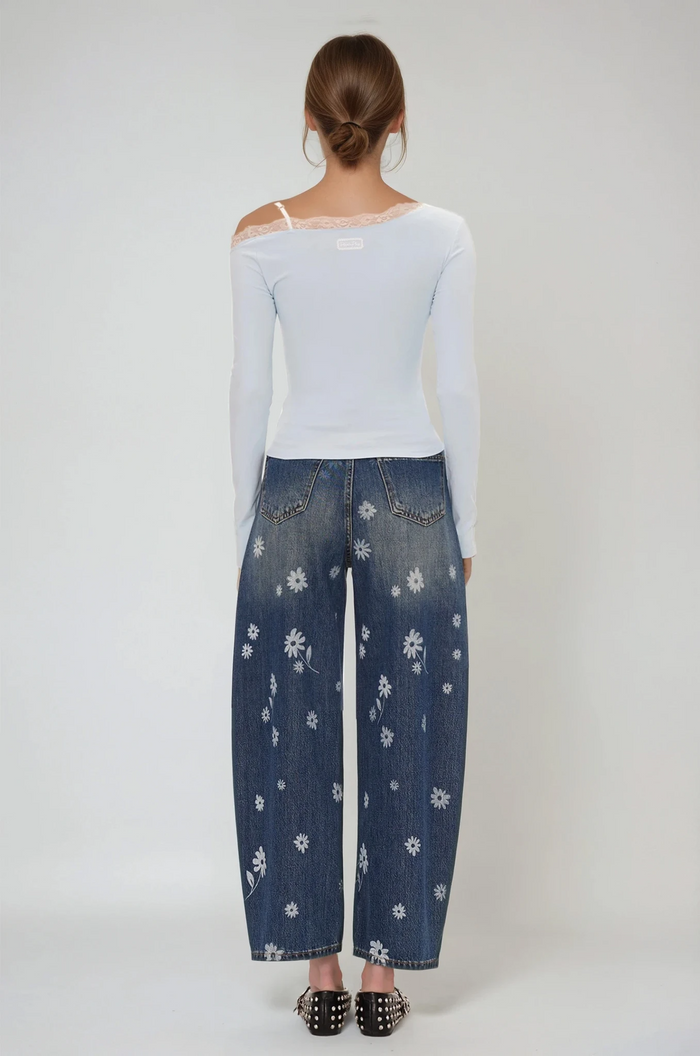 Eini One Shoulder Lace Top In Blue