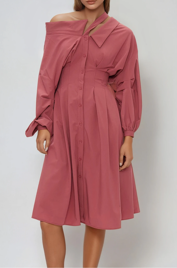 Eino Asymmetric Deconstruct Midi Dress