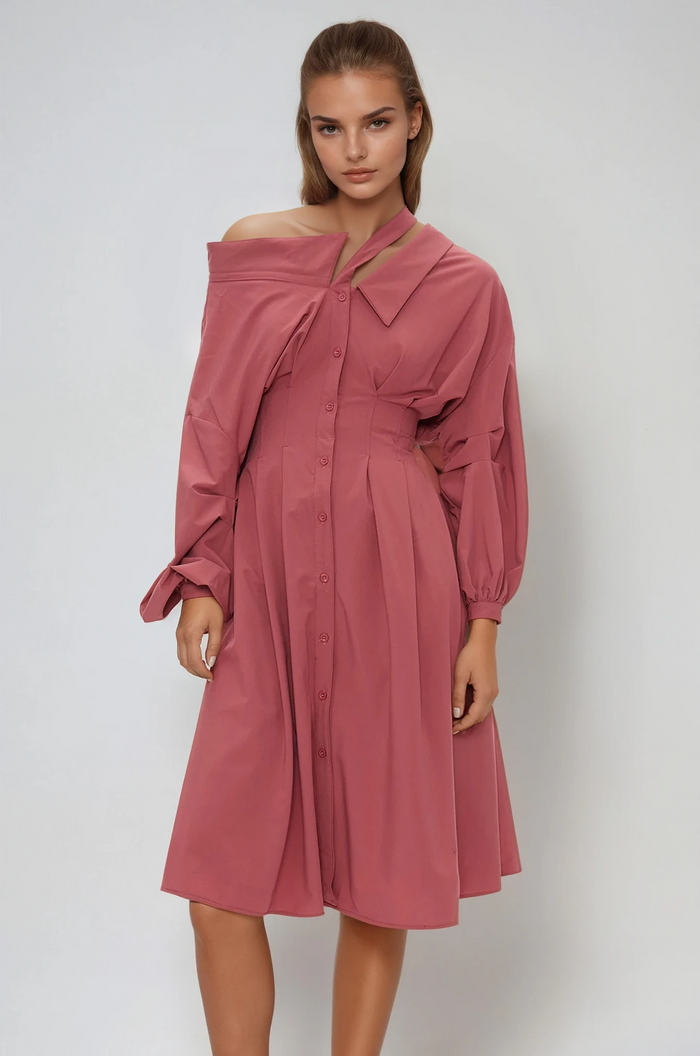Eino Asymmetric Deconstruct Midi Dress