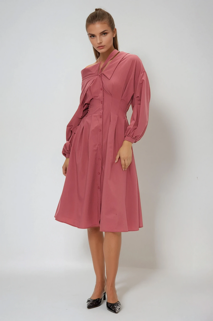 Eino Asymmetric Deconstruct Midi Dress