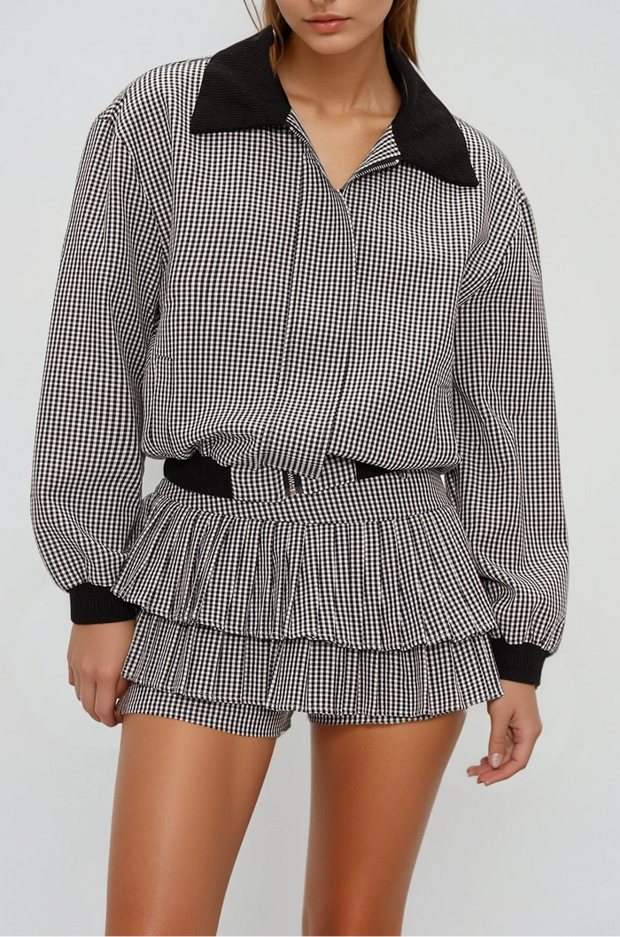 Eira Grid Pleated Skirt Set