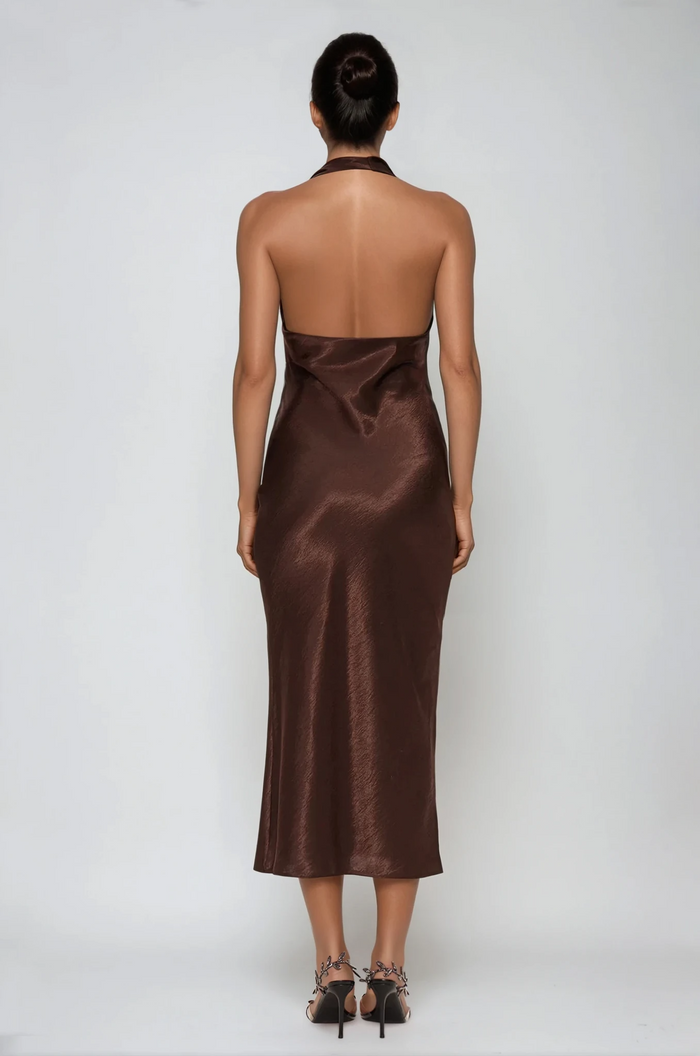 Eirlys Cowl Neck Satin Maxi Dress