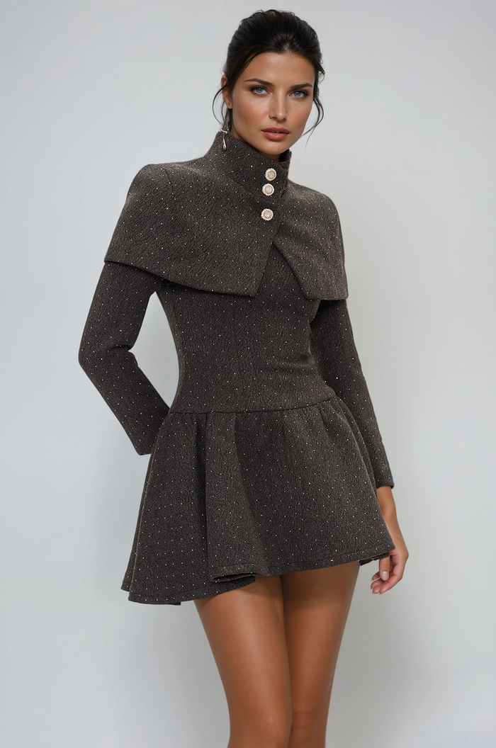 Eirwen Shawl Ruffle Mini Dress