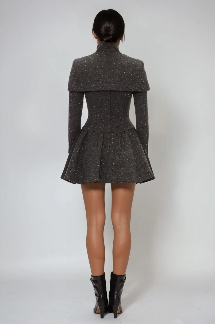 Eirwen Shawl Ruffle Mini Dress