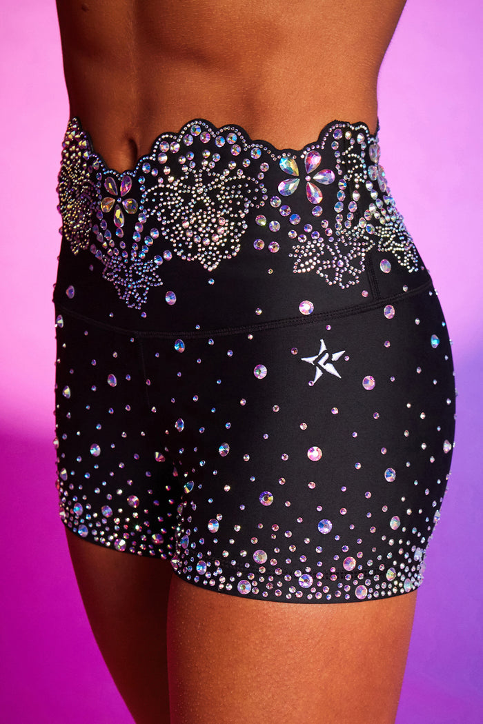 Elegant Crystal Couture Compression Short in Black - Special Order