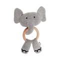 Elephant - Organic Stuffed Animal Baby Ring Rattle (Grey Heather)