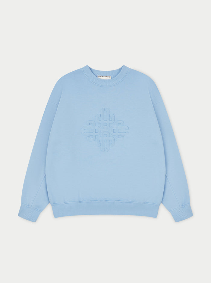 EMBLEM EMBOSSED OVERSIZED CREW - BLUE