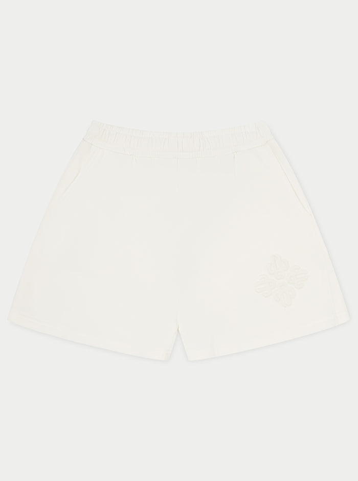 EMBLEM EMBOSSED SHORTS - OFF WHITE