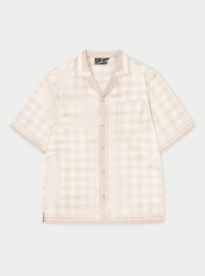 EMBLEM PRINT SHIRT - BEIGE