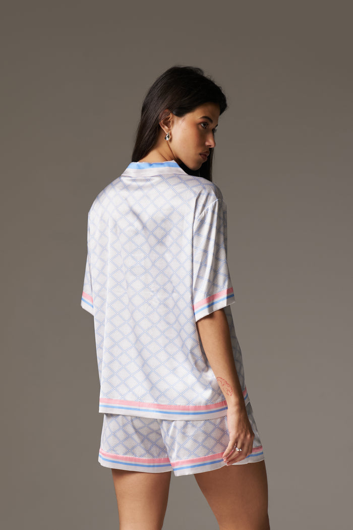 EMBLEM PRINT SHORTS - BLUE
