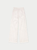EMBLEM PRINT WIDE LEG TROUSERS - BEIGE