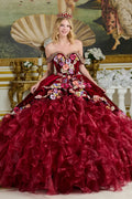 Embroidery Off Shoulder Velvet Quinceanera Dress by Elizabeth K - GL3638