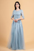 Embroidery Sequin Boat Neckline Women Formal Dress by Elizabeth K - GL3629 - Special Occasion/Curves