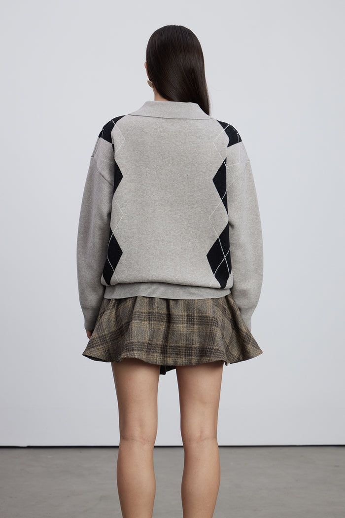 Emery Lapel Plaid Skirt Set