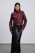 Emeterius Eyelet Leather Jacket In Red