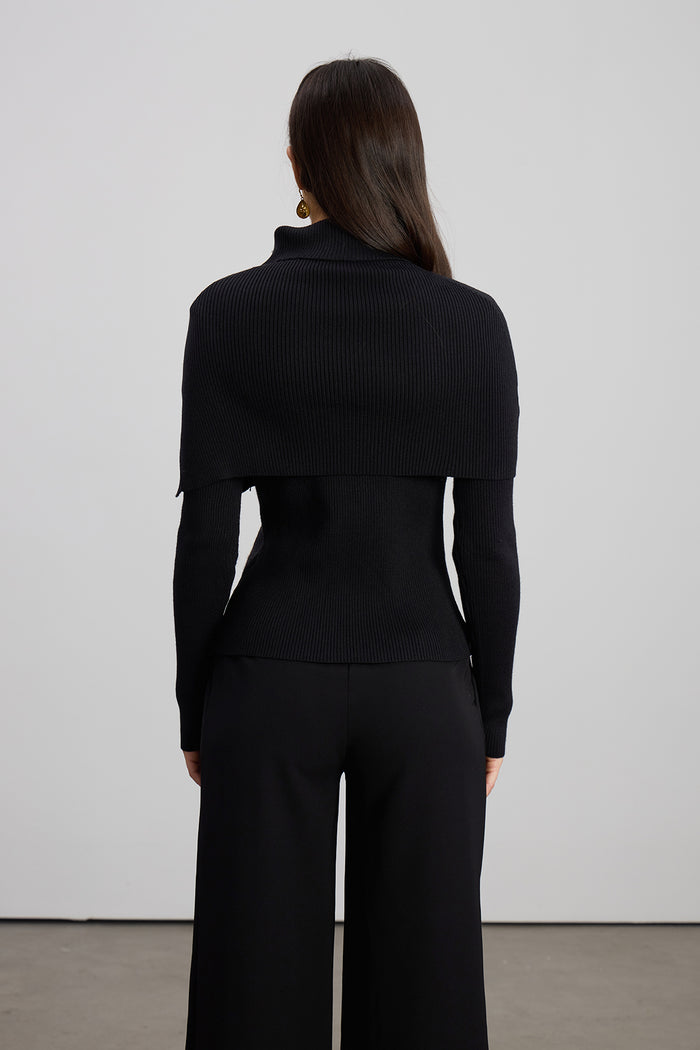 Emigdia Shawl Knit Top In Black