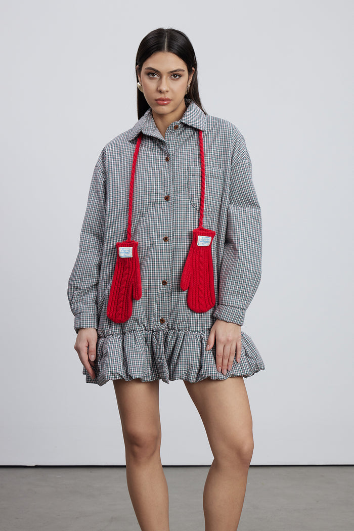 Emile Grid Mini Shirt Dress