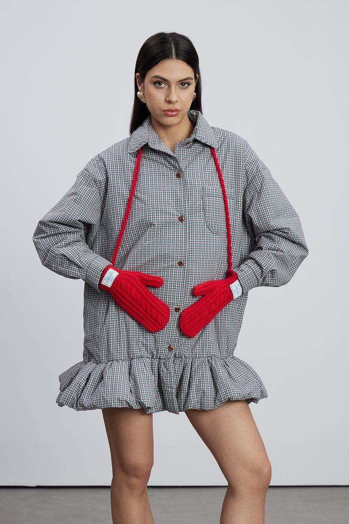 Emile Grid Mini Shirt Dress