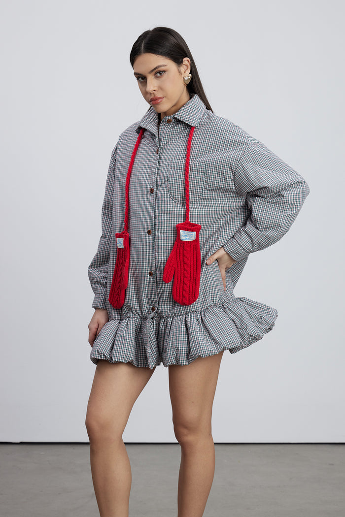 Emile Grid Mini Shirt Dress
