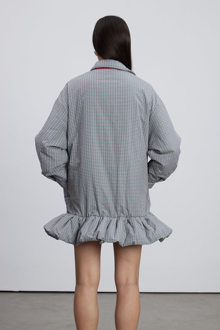 Emile Grid Mini Shirt Dress