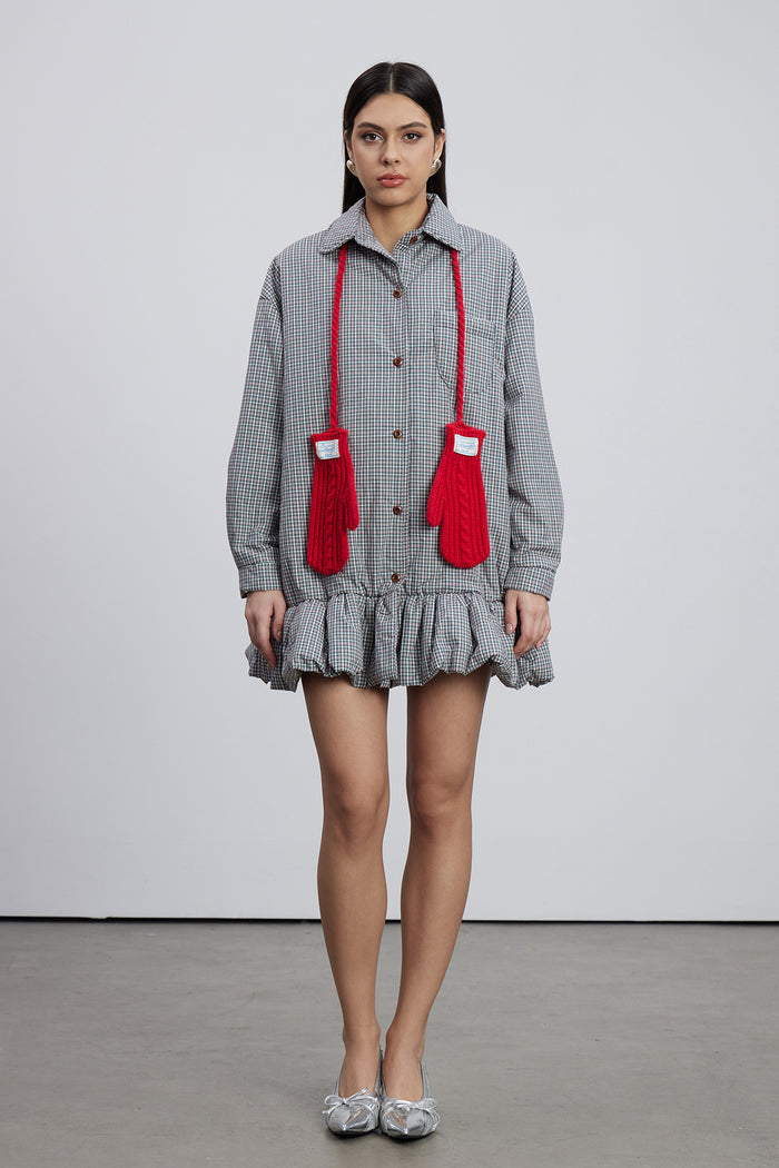 Emile Grid Mini Shirt Dress