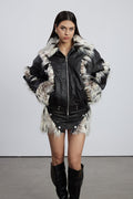 Emilee Faux Fur Deconstruct Leather Skirt Set