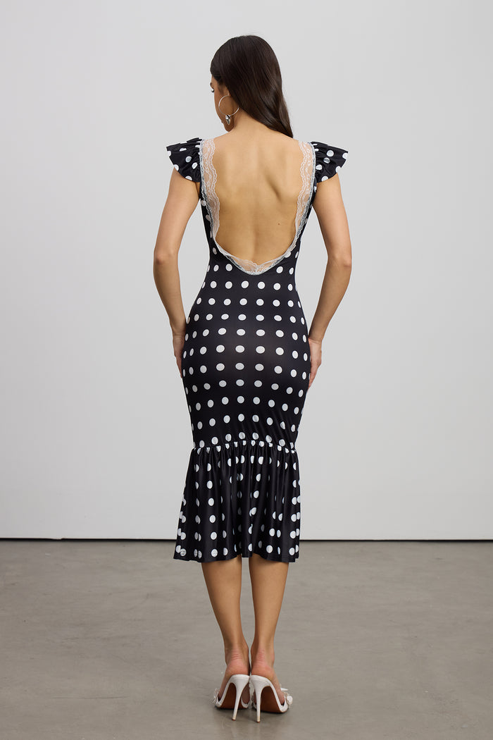 Emilia Lace Dot Mermaid Midi Dress